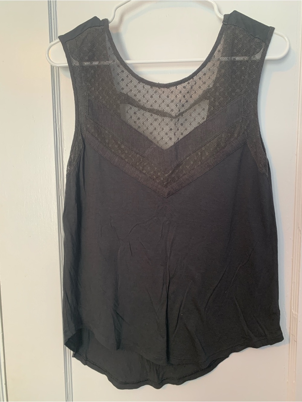 American Eagle Outfitters Black Sleeveless Tank with Lace Yoke